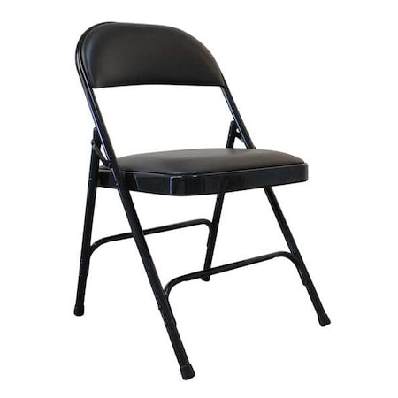 Padded Folding Chair, Vinyl, Black, 300 lb. MPN:13V425