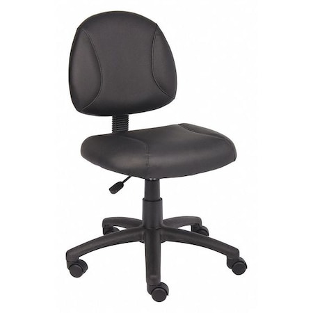 Leather Task Chair, 24-, No Arm, Black MPN:452R29