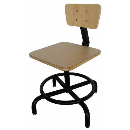 Task Stool, 18-1/2 in to 23-1/4 in Height, Plywood, Wood MPN:5NWH9