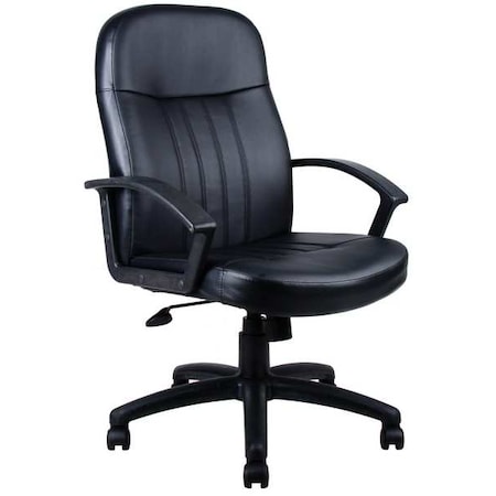 Executive Chair, Leather/Polyurethane Black, Height 40-1/2
