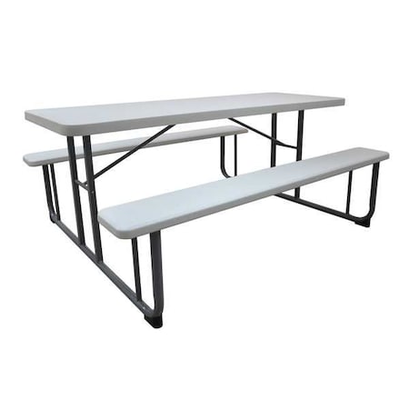 Rectangle Picnic Table, White, Plastic, 72-1/8 in L, 29 5/8 in H Overall Solid MPN:1MDU4