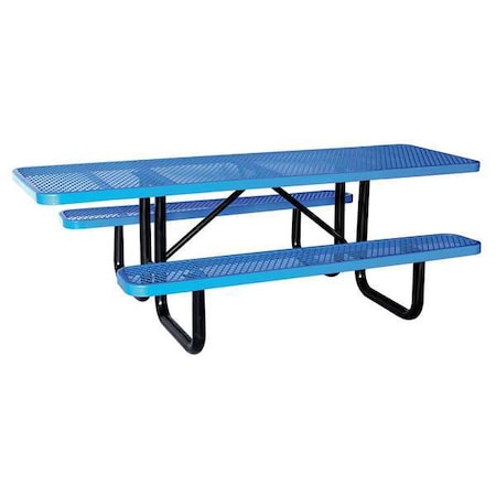 Rectangle ADA Picnic Table, Blue, Expanded Metal, 6 Seats, 96 in L, 29 5/8 in H Overall MPN:4HUR9