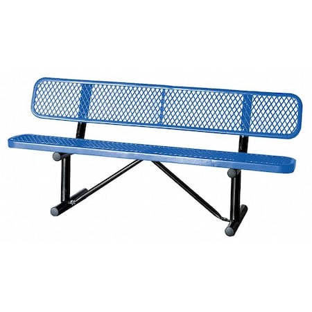 Outdoor Bench, 72 in. L, 24 in. W, Blue MPN:4HUT2