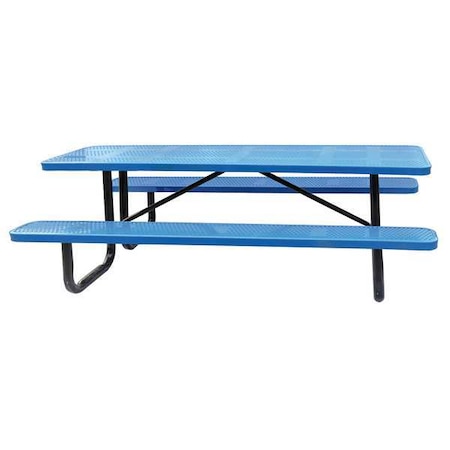 Rectangle Picnic Table, Blue, Perforated Metal, 8 Seats, 96 in L, 29 5/8 in H Overall Dot MPN:4HUW2