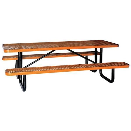 Rectangle Picnic Table, Brown, Expanded Metal, 8 Seats, 96 in L, 29 5/8 in H Overall Diamond Mesh MPN:4HUX3