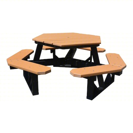 Hexagon Picnic Table, Cedar, Recycled Plastic, 6 Seats, 72 3/4 in L, 29 1/8 in H Overall Plank MPN:GGS_116492