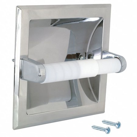 Toilet Paper Holder, Metal, White, 6-3/16