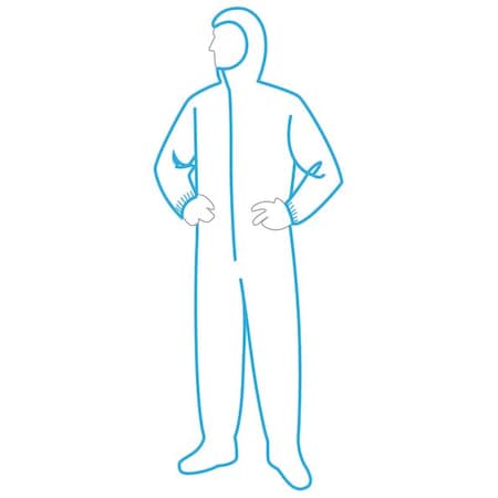 Disposable Coverallss, Hooded Coverall, 2XL, Polyethylene Film Over Spunbonded Polypropylene, White MPN:17122 2X