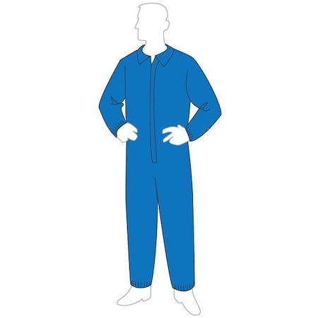 Collared Disposable Coveralls, L, Blu, PK25 MPN:19125B LG