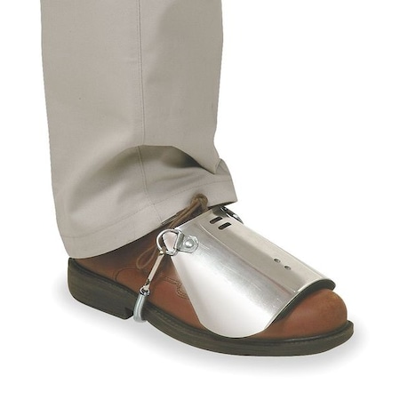 Unisex Foot Guard, Aluminum, Straps Attachment, 5 in Length, Silver, Universal MPN:1AG91