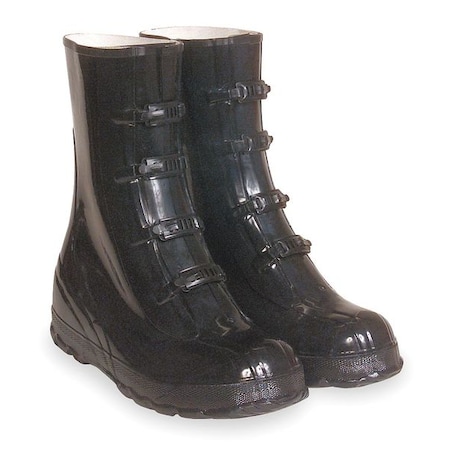 Overboots, Plain Toe, Rubber, 12 in H, Buckles, Chevron Sole, Black, 11, PR MPN:2AG21
