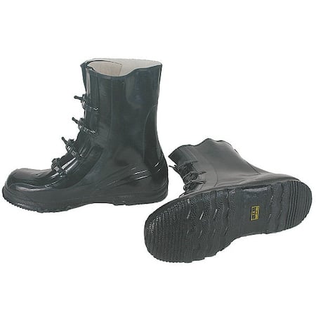 Overboots, Plain Toe, Rubber, 12 in Height, Buckles, Chevron Sole, Black, 9, PR MPN:2AT58