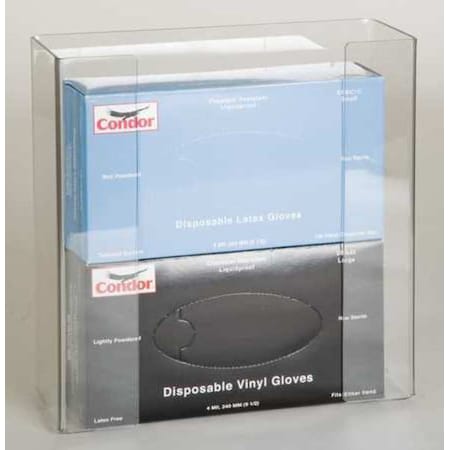 Glove Dispenser, PETG, Holds (2) Boxes, Clear, 11 in H x 11 in W x 4 in D MPN:3RZT2