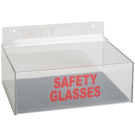 Safety Glasses Holder, Capacity 8 Pairs, Polyethylene, 9 in W x 6 3/4 in D, Includes Foam Pad, Clear MPN:3TCA7