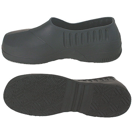 Overshoes, Plain Toe, PVC/Vinyl, 5 in H, Slip On, Chevron Sole, Black, S (Formerly Talon Trax), PR MPN:3XE82