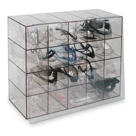 Protective Eyewear Dispenser, Case with Door, 20 Pairs, PETG, 12 in H x 15 in W x 6 3/4 in D, Clear MPN:4GMR8