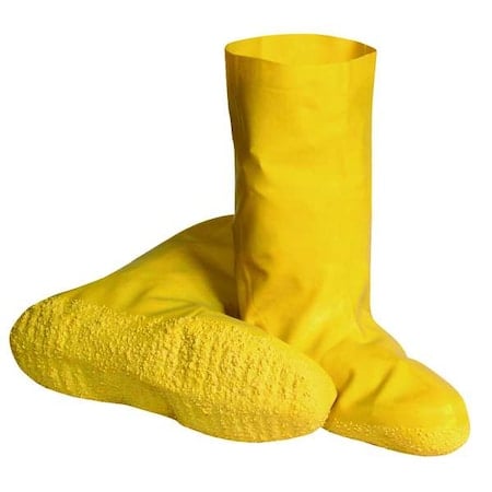 Overboots, Plain Toe, Rubber, 12 in Height, Pull On Closure, Ribbed Sole, Yellow, L MPN:4T266