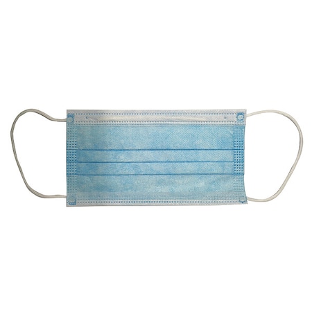 Disposable Face Mask, 3-Ply, Dual, Non-Adj. Strap, Nose Clip, Flat-Fold, Blue, PK50 MPN:56JD44