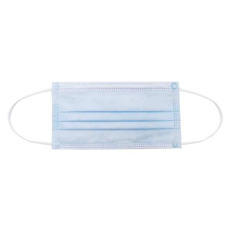 Healthcare Face Mask, Surgical, Level 1, Metal Nose Clip, Dual Headstrap, Flat-Fold, Blue, PK50 MPN:56LV99