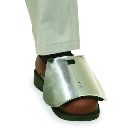 Unisex Foot Guard, Aluminum, Straps Attachment, 5 in Length, Silver, Universal MPN:5T456