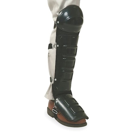 Unisex Knee and Shin Guard, Plastic, Straps Attachment, 20 in Length, Black, Universal MPN:5T459