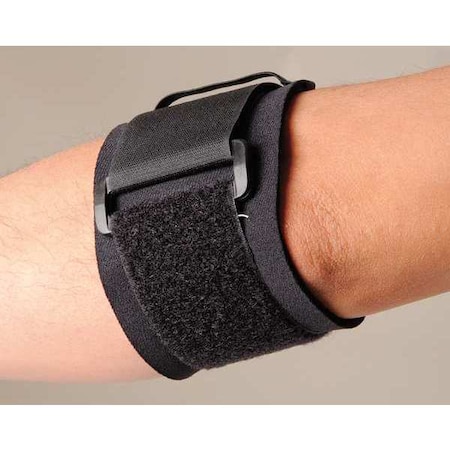Elbow Support, Neoprene, Nylon, Single Strap, Black, Size L MPN:6T570