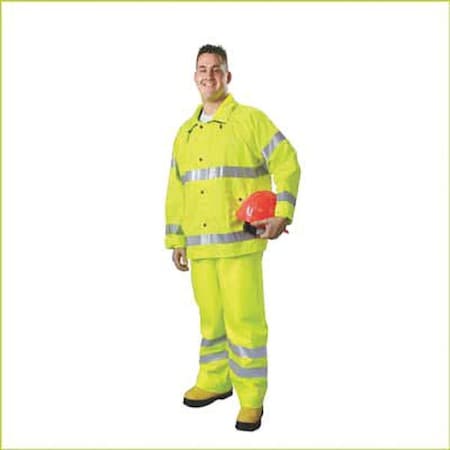 Rain Suit, PVC, 6.2 mil Thick, Packable Hood in Collar, Green/Yellow, M MPN:9665 S-M