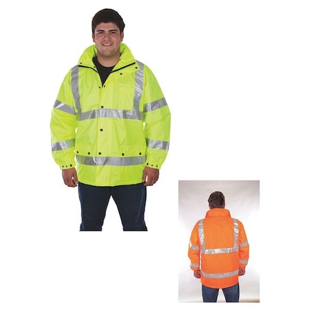 Rain Jacket, Polyester, Class 3 R, Green, L MPN:C16720G L