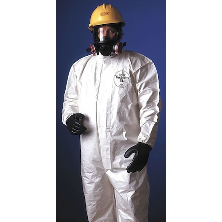 Disposable Coverallss, Hooded Coverall, 3XL, Saranex 23-P Film Laminated Tyvek, Elastic Wrist MPN:SL127BWH3X001200