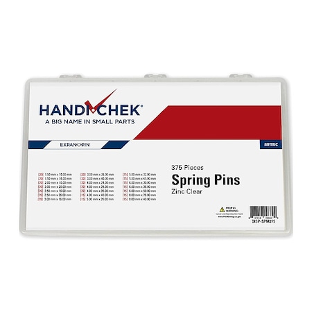 Pin Assortment, Steel, Plain, 375 Pcs MPN:DISP-SPM375
