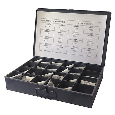 Clevis Pin Assortment, Steel, Plain, 80 Pcs MPN:JBDL16UCP05
