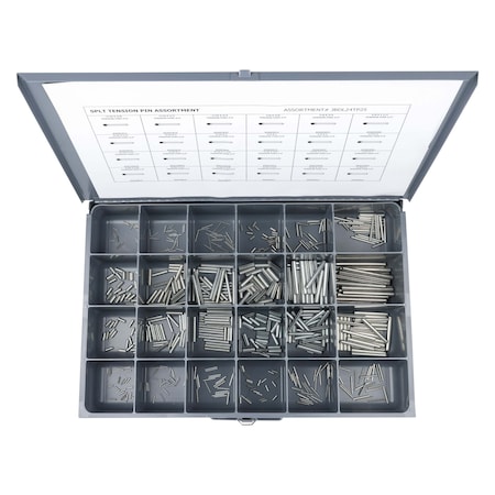Spring Pin Assortment, Steel, Zinc Plated, 600 Pcs MPN:JBDL24TP25