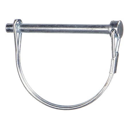 Single Wire Tab Lock Safety Pin, 1/4 in Dia, 1-3/4 in Lg, 0.12 in Wire Dia, 4 in Shank Lg, 5 PK MPN:U39685.025.0175