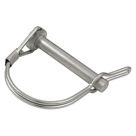 Single Wire Tab Lock Safety Pin, 5/16 in Dia, 1-3/4 in Lg, 0.12 in Wire Dia, 4 in Shank Lg, 5 PK MPN:WWG-312-1750R