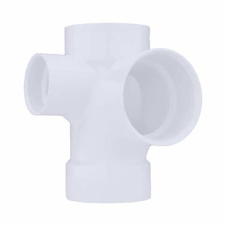 PVC Sanitary Tee, Hub, 4 in x 4 in x 4 in x 2 in Pipe Size MPN:05784