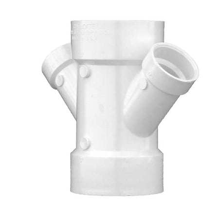 PVC Double Reducing Wye, Hub, 3 in x 3 in x 1 1/2 in x 1 1/2 in Pipe Size MPN:05843