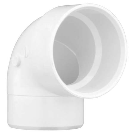 PVC 90 Degree Vent Street Elbow, Hub x Spigot, 3 in Pipe Size MPN:06090