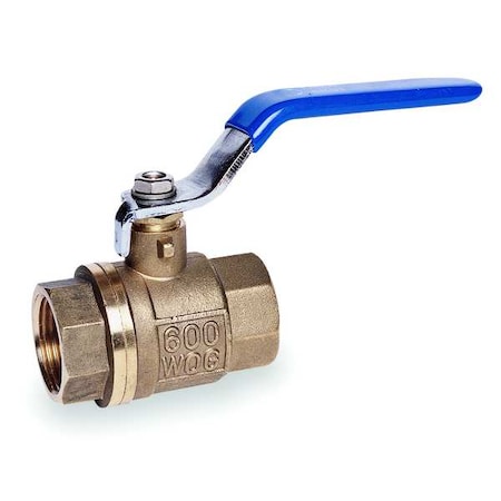 Manual Two-Way Straight Ball Valve, 3/4 in FIP x 3/4 in FIP, 600 psi Max Pressure, Brass MPN:107-814