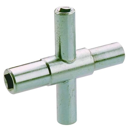 T-Shaped Water Key, 1/4 in, 9/32 in, 5/16 in, 11/32 in Sizes, 3-5/32 in L, Steel, Chrome MPN:151-015