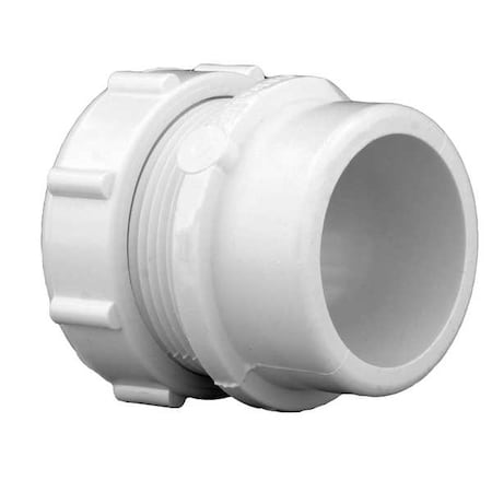 PVC Male Trap Adapter with Nut and Washer, Socket x Spigot, 1 1/2 in x 1 1/4 in Pipe Size MPN:1CNY1