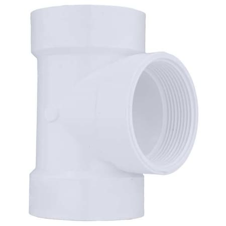 PVC Flush Clean Out Tee, FNPT x Hub x Hub, 2 in Pipe Size MPN:1CNY2