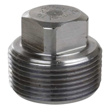 1 in MNPT 304 Stainless Steel Square Head Plug, Class 3000, ASTM A182, ASME B16.11 MPN:1RRL2