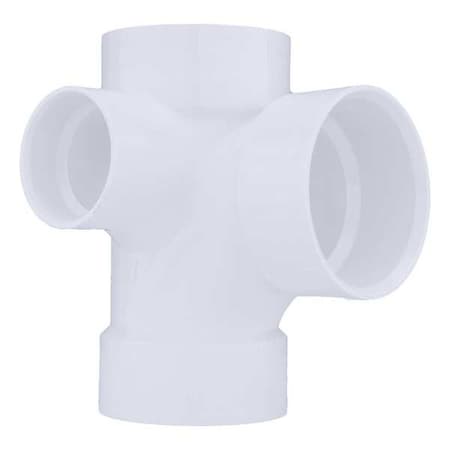 PVC DWV Sanitary Tee with Right Side Inlet, Hub, 3 in x 3 in x 3 in x 2 in Pipe Size MPN:1WJR4