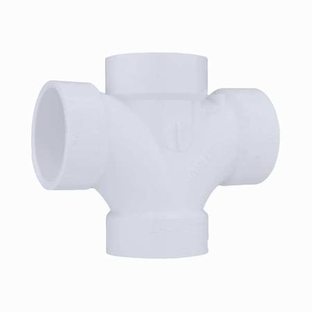 PVC Double Sanitary Tee, Hub, 1-1/2 in Pipe Size MPN:1WJR7