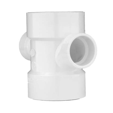 PVC Sanitary Tee, Hub, 3 in x 3 in x 1 1/2 in x 1 1/2 in Pipe Size MPN:1WJT6