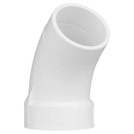 PVC Street Elbow, 45 Degrees, Hub x Spigot, 2 in Pipe Size MPN:1WKD2