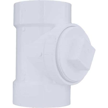 PVC Cleanout Tee with Plug, Hub x Hub x FNPT, 4 in Pipe Size MPN:1WKL8