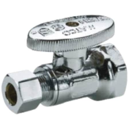 Water Supply Stop, Brass, 1/4-Turn, 1/2