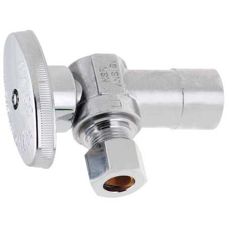 Water Supply Stop, Brass, 1/4-Turn, 1/2