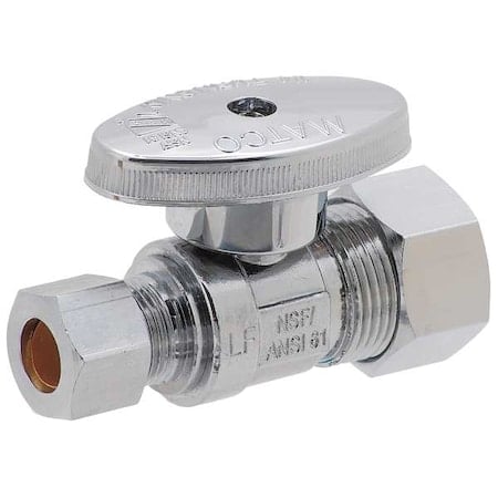 Water Supply Stop, Brass, 1/4-Turn, 5/8
